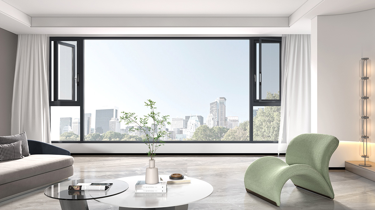 窄边外开窗纱一体